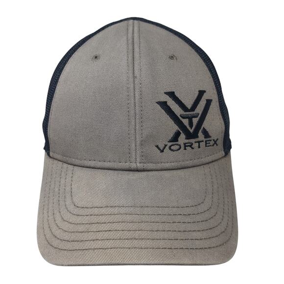 Vortex Snapback Trucker Hat Brown One Size Adjustable Embroidered Mesh Back - Picture 1 of 9